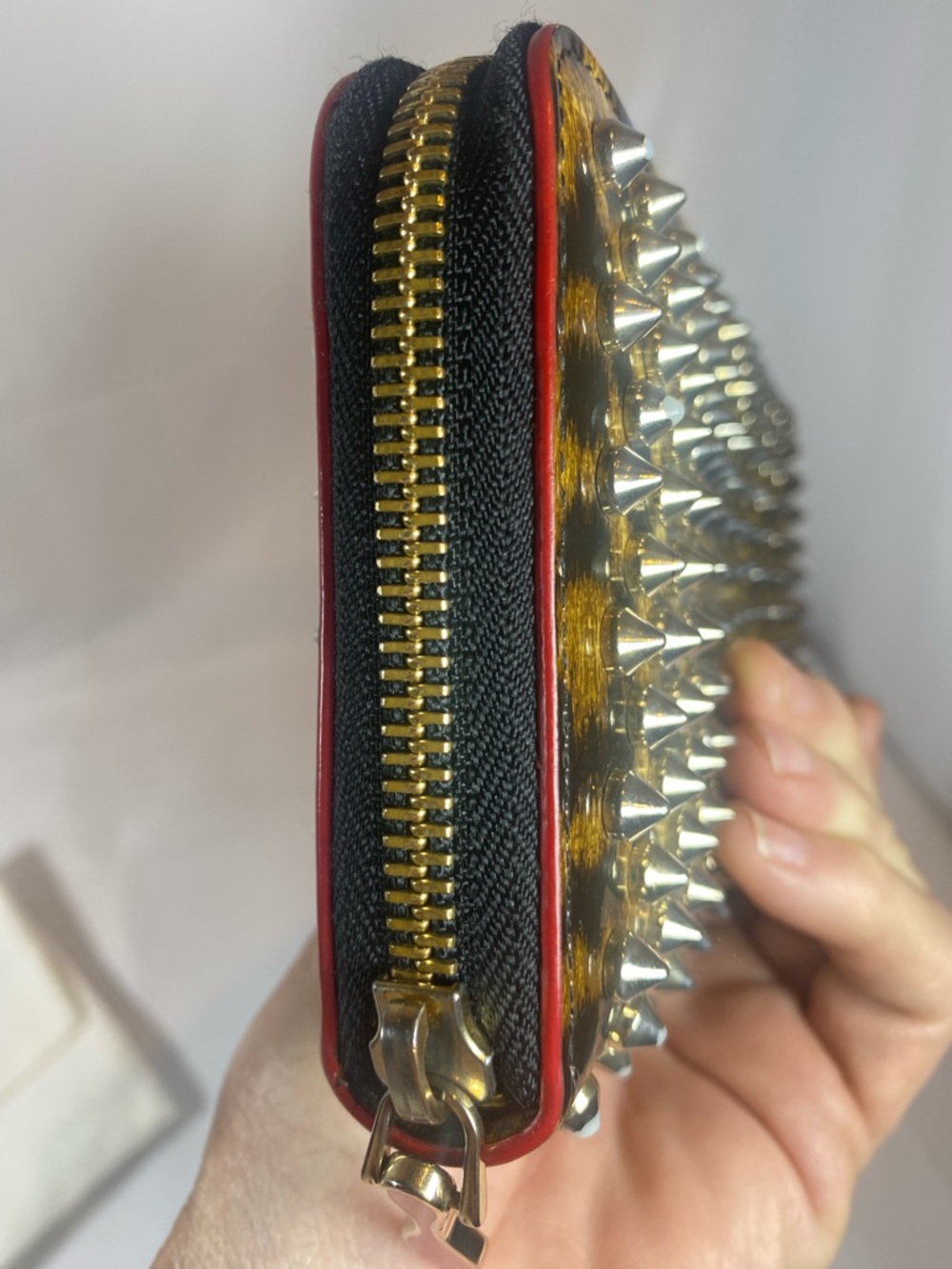 Christian Louboutin Black & Gold Patent Leather Studded Wallet/Clutch - Picture 4 of 15